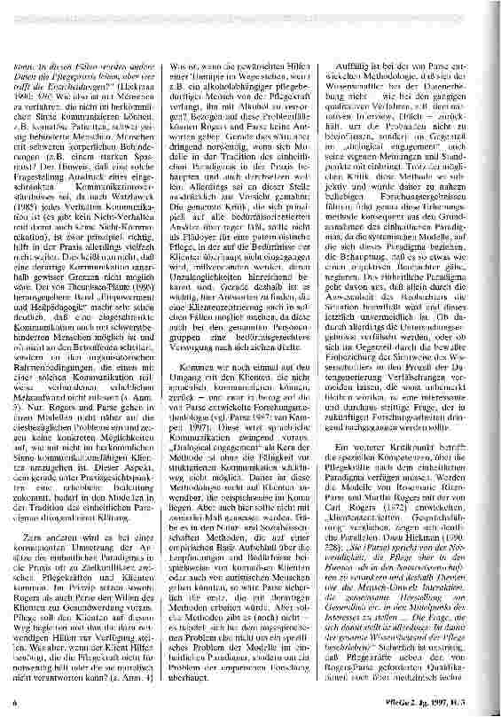 Vorschauseite 6: Die zwei Paradigmen der Pflege - Zur Klassifikation amerikanischer Pflegemodelle