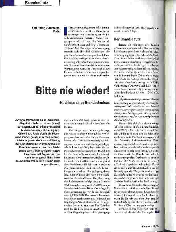 Vorschauseite 1: Bitte nie wieder! Nachlese eines Brandschadens