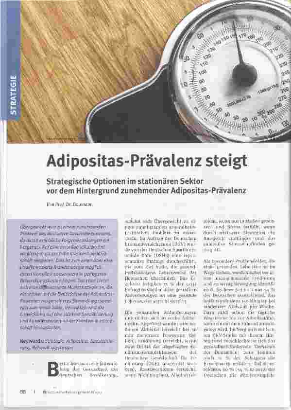 Vorschauseite 1: Adipositas-Prävalenz steigt