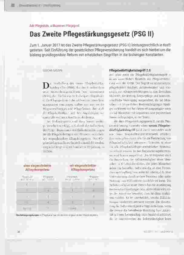 Vorschauseite 1: Das Zweite Pflegestärkungsgesetz (PSGII)