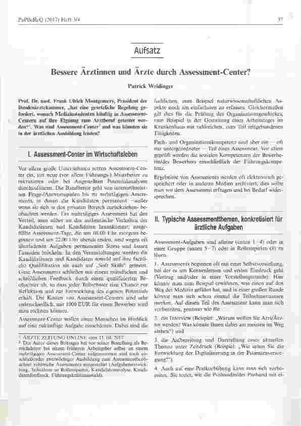 Vorschauseite 1: Bessere Ärztinnen und Ärzte durch Assessment-Center?