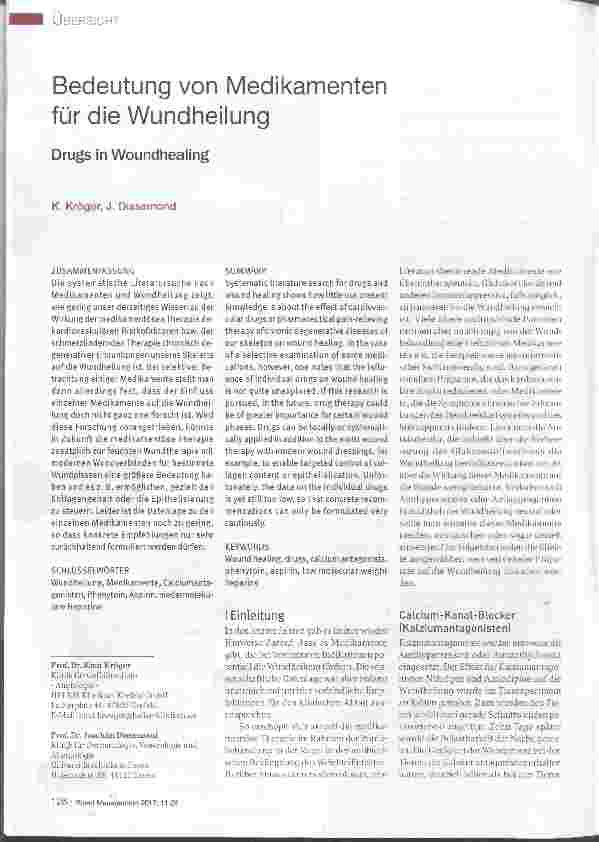 Vorschauseite 1: Bedeutung von Medikamenten für die Wundheilung