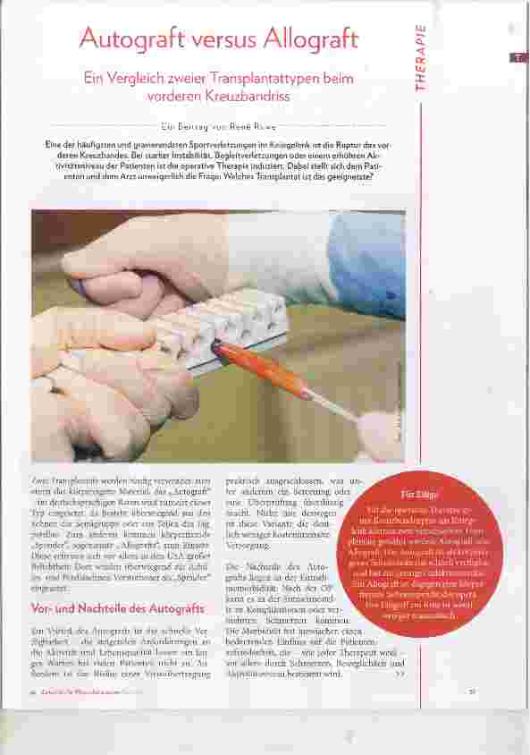 Vorschauseite 1: Autograft versus Allograft