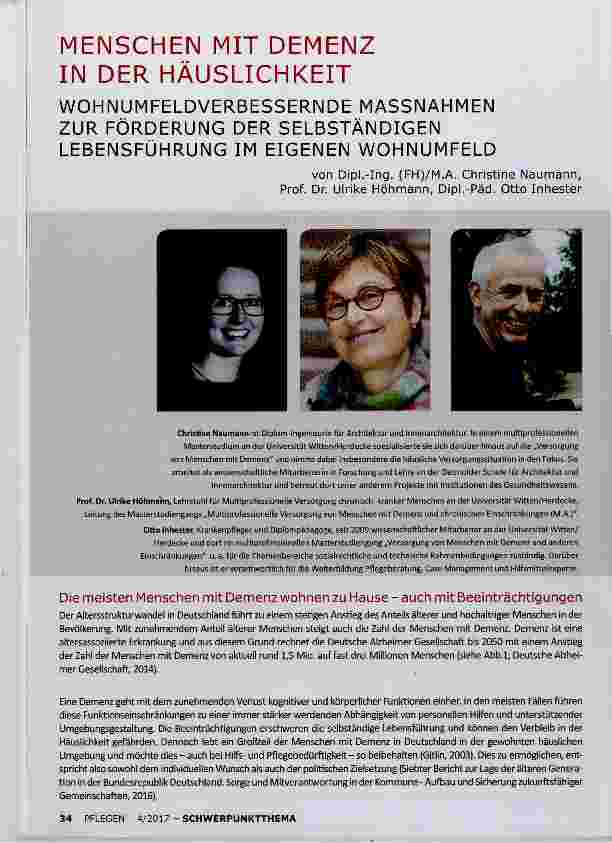 Vorschauseite 1: MENSCHEN MIT DEMENZ IN DER HÄUSLICHKEIT