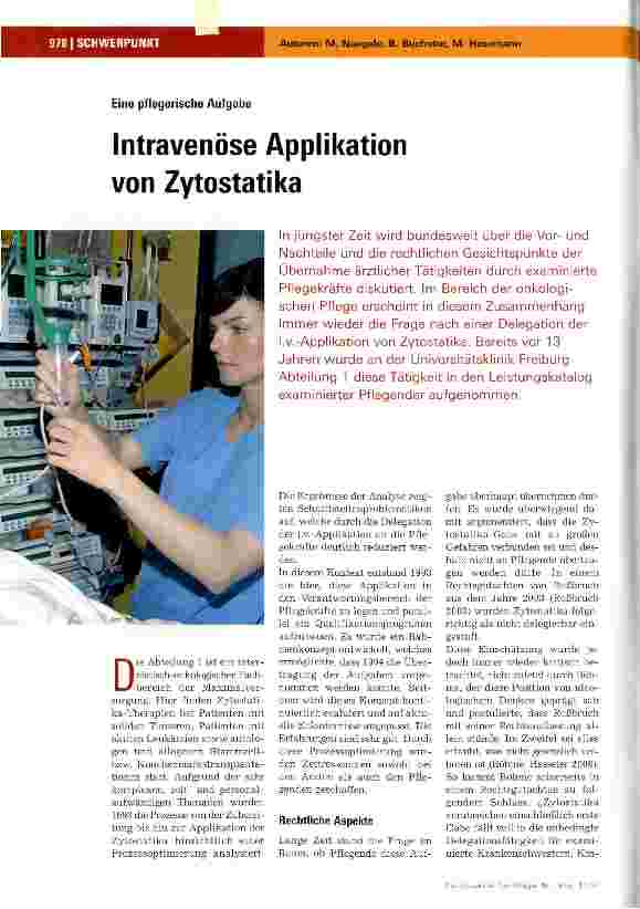 Vorschauseite 1: Intravenöse Applikation von Zytostatika