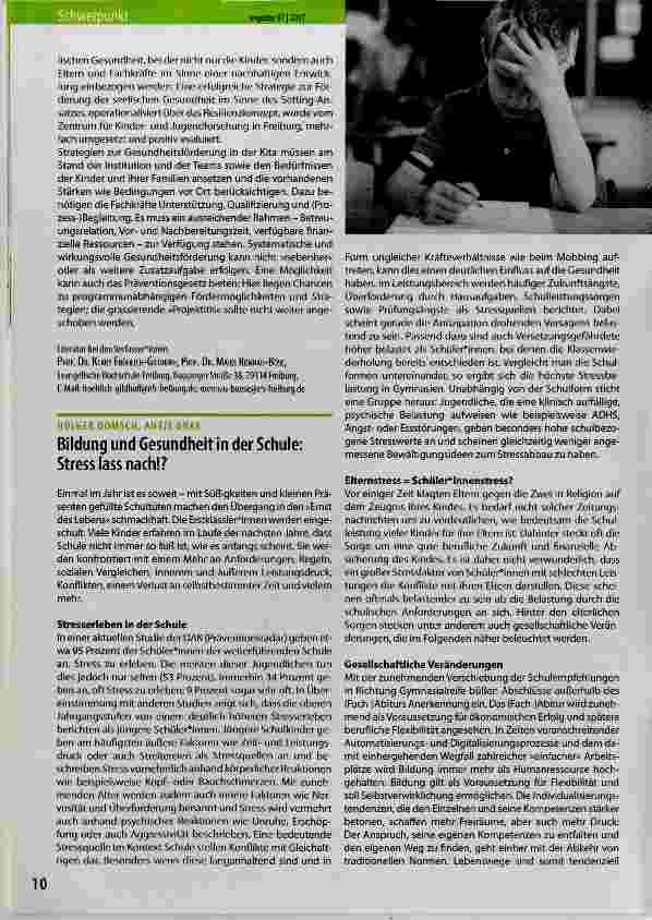 Vorschauseite 2: Bildung und Gesundheitsförderung in der Kita