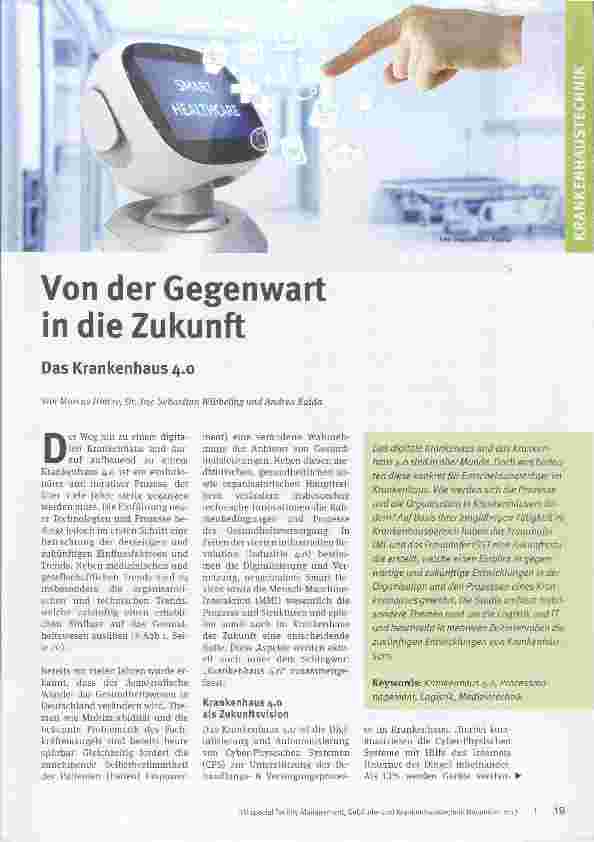 Vorschauseite 1: Von der Gegenwart in die Zukunft Das Krankenhaus 4.0