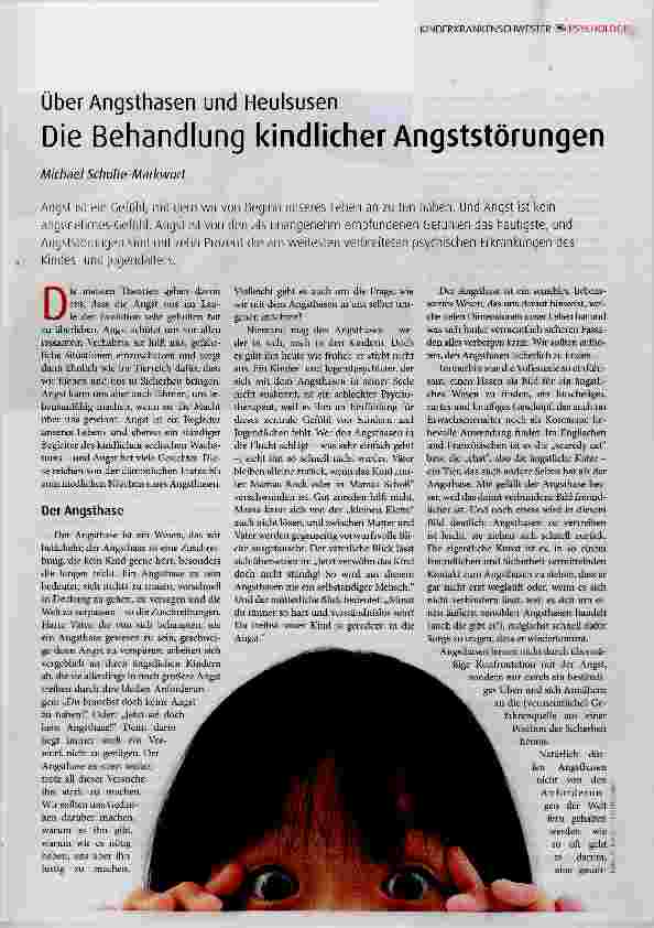 Vorschauseite 1: Die Behandlung kindlicher Angststörungen