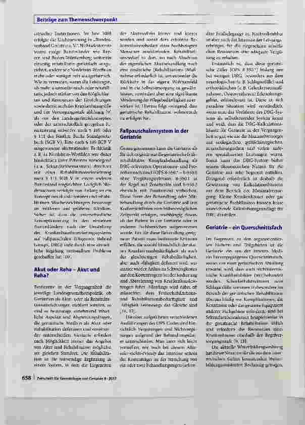 Vorschauseite 2: Geriatrie oder Geriatrisierung der Medizin