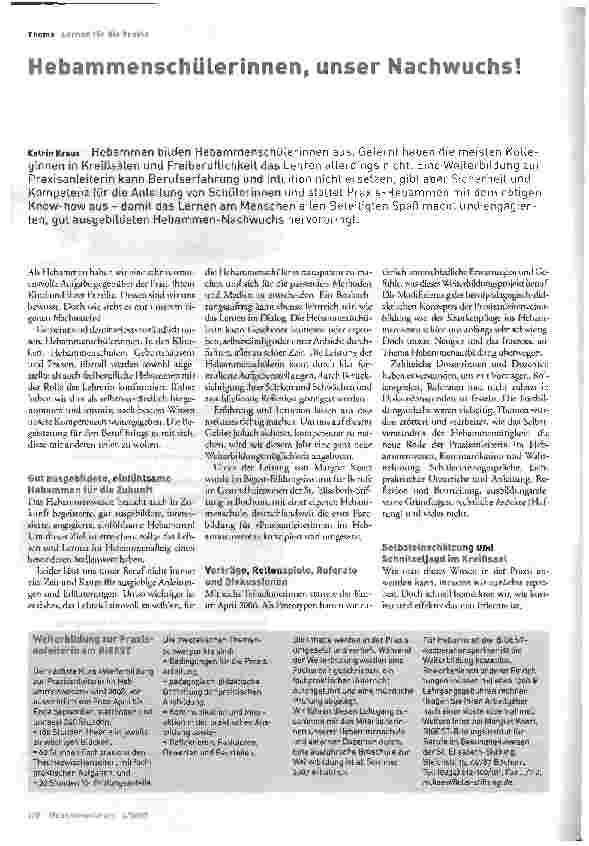 Vorschauseite 1: Hebammenschülerinnen, unser Nachwuchs!