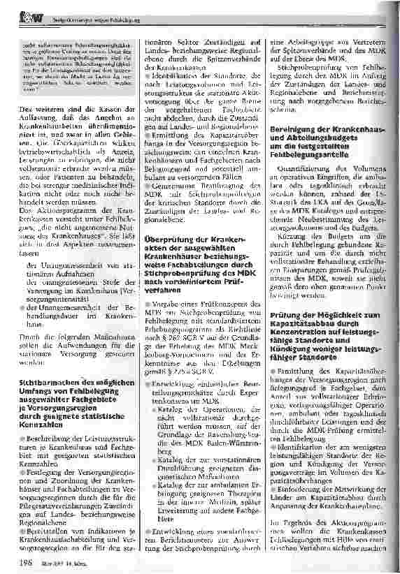 Vorschauseite 3: Budgetkürzungen wegen Fehlbelegung