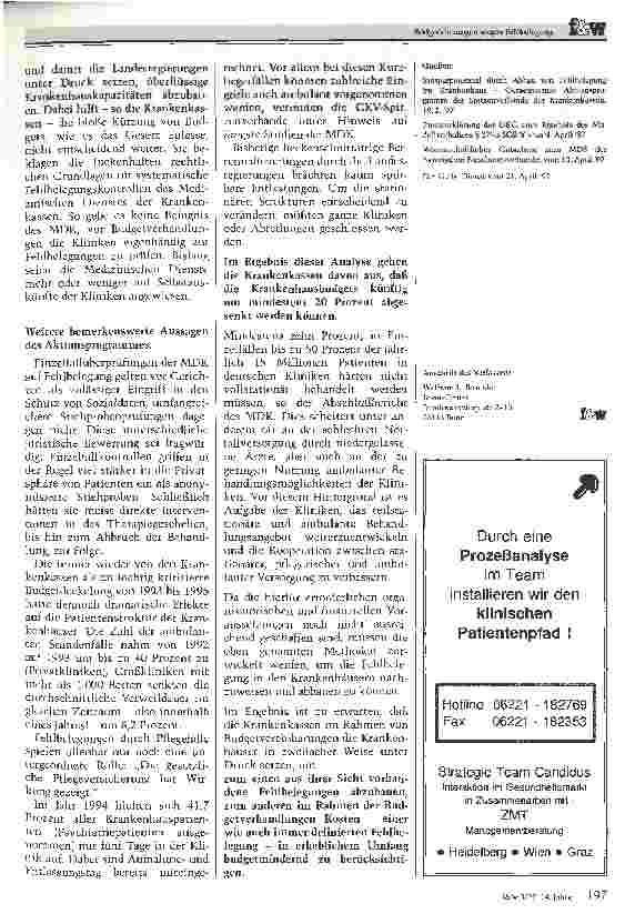 Vorschauseite 4: Budgetkürzungen wegen Fehlbelegung