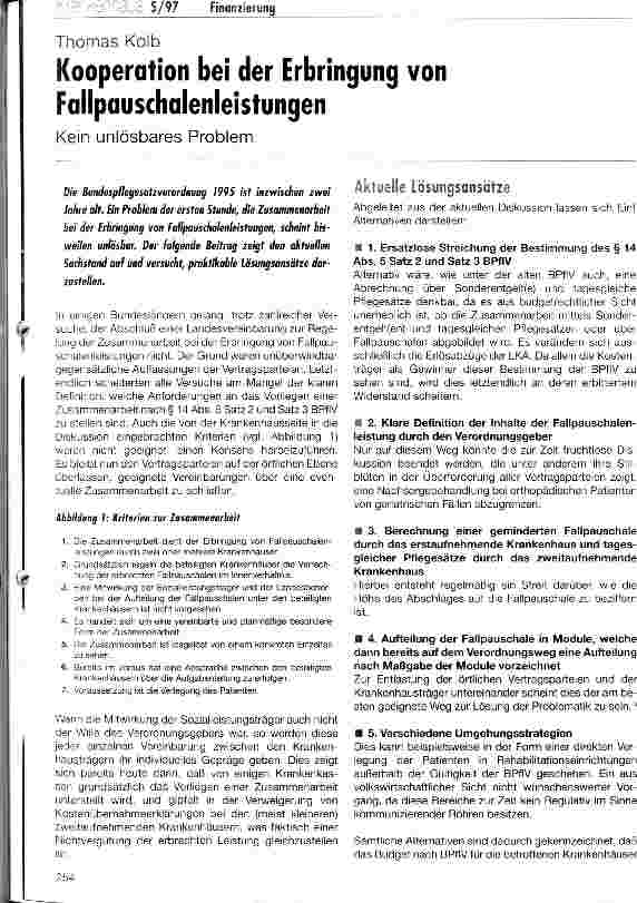 Vorschauseite 1: Kooperation bei der Erbringung von Fallpauschalenleistungen Kein unlösbares Problem