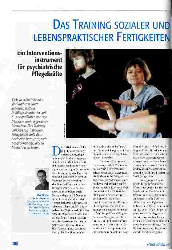 Vorschauseite 1: Das Training sozialer und lebenspraktischer Fähigkeiten Ein Interventionsinstrument für psychiatrische Pflegekräfte