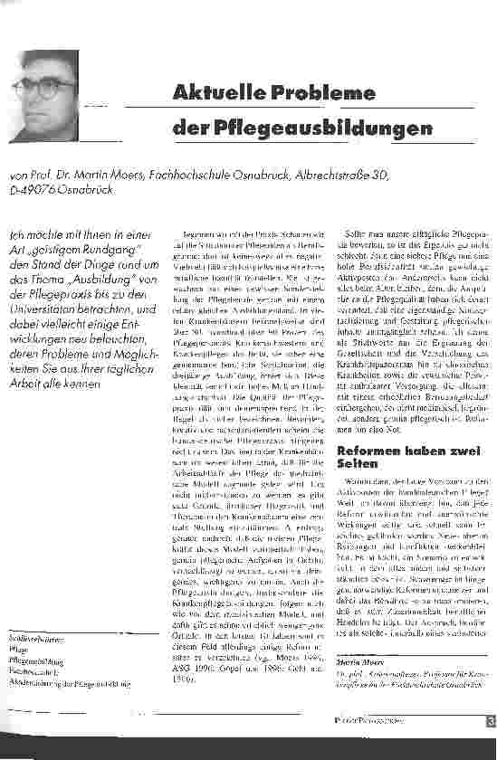 Vorschauseite 1: Aktuelle Probleme der Pflegeausbildungen
