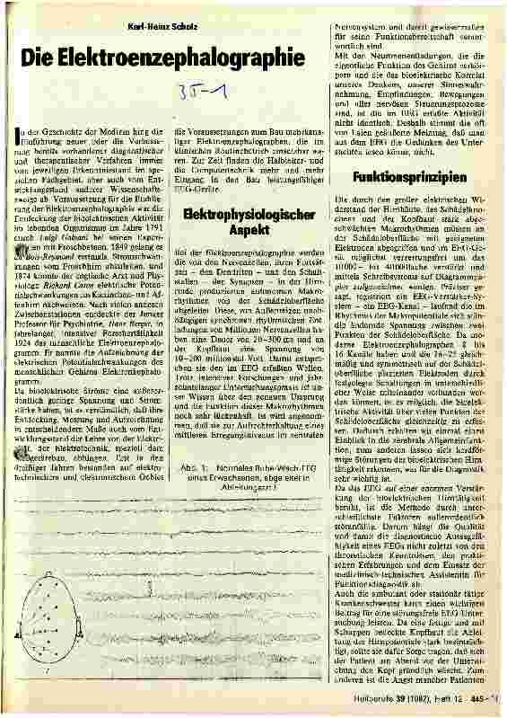 Vorschauseite 1: Die Elektroenzephalographie