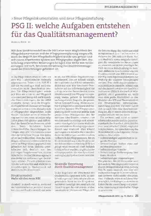 Vorschauseite 1: PSGII: welche Aufgaben entstehen für das Qualitätsmanagement?