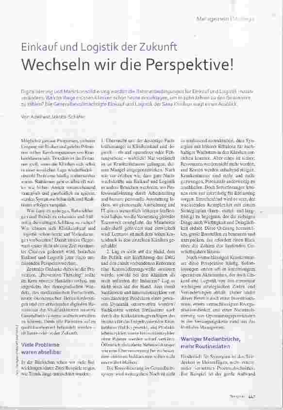 Vorschauseite 1: Einkauf und Logistik der Zukunft Wechseln wir die Perspektive!