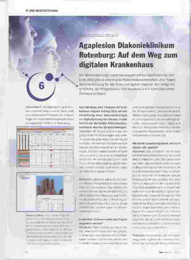 Vorschauseite 1: Agaplesion Diakonieklinikum Rotenburg: Auf dem Weg zum digitalen Krankenhaus