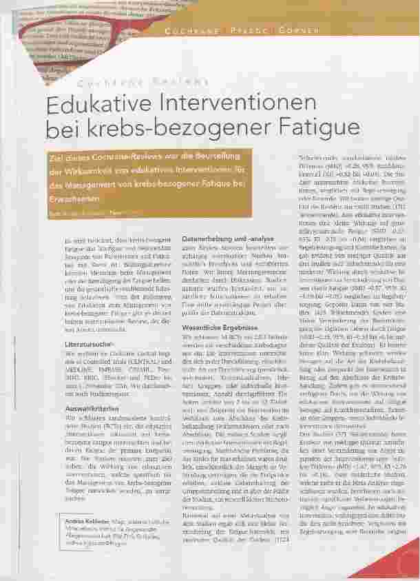 Vorschauseite 1: Edukative Interventionen bei krebs-bezogener Fatigue