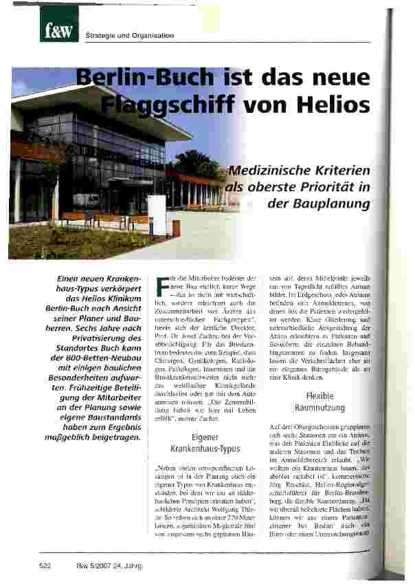 Vorschauseite 1: Berlin-Buch ist das neue Flaggschiff von Helios