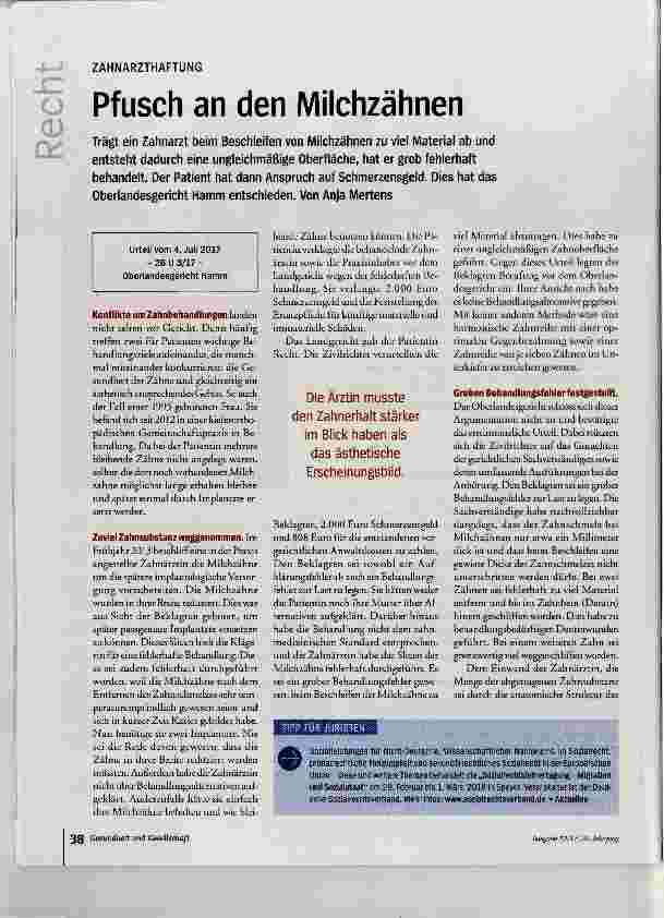 Vorschauseite 1: Pfusch an den Milchzähnen