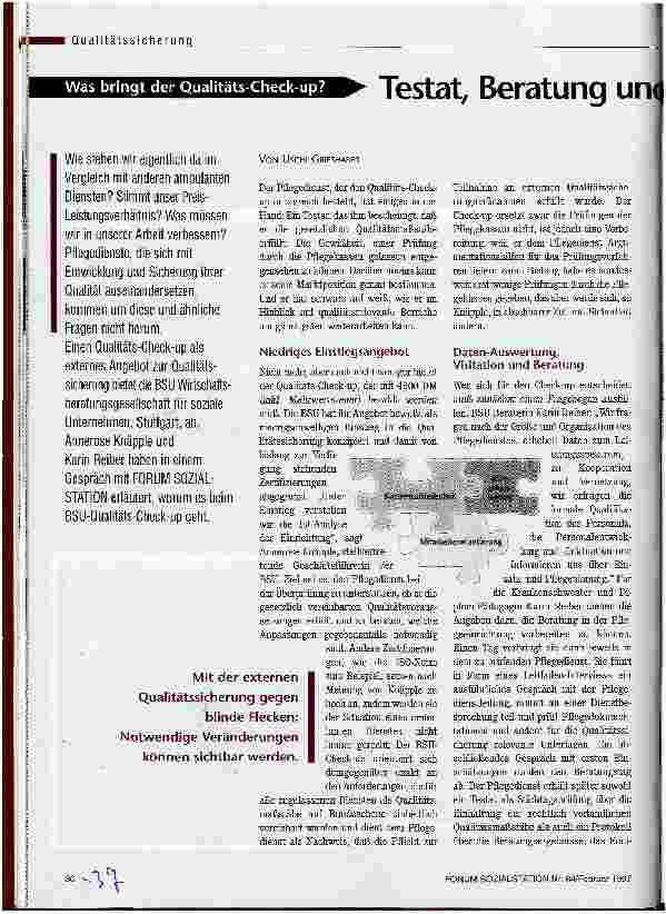 Vorschauseite 1: Was bringt der Qualitäts-Check-up? Testat, Beratung und Kostenvergleich
