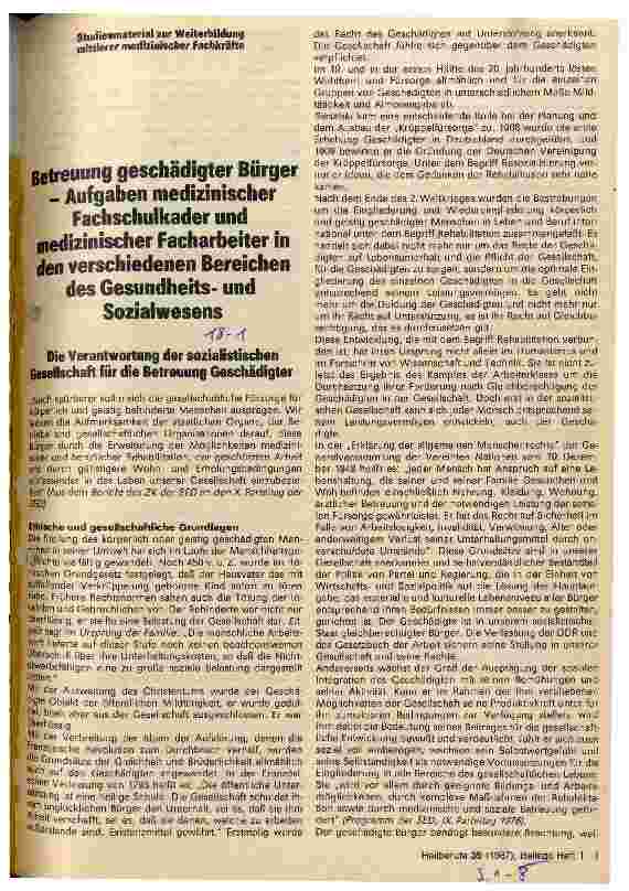 Vorschauseite 1: Betreuung geschädigter Bürger - Aufgaben medizinischer Fachschulkader und medizinischer Facharbeiter in verschiedenen Bereichen