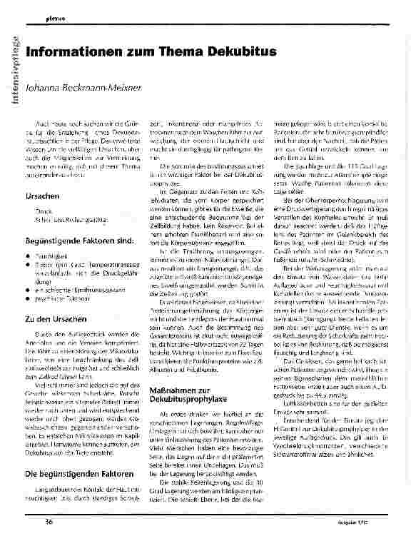 Vorschauseite 1: Informationen zum Thema Dekubitus