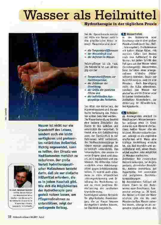 Vorschauseite 1: Wasser als Heilmittel Hydrotherapie in der täglichen Praxis