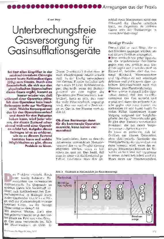 Vorschauseite 1: Unterbrechungsfreie Gasversorgung für Gasinsufflationsgeräte