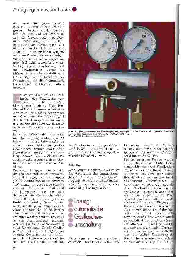 Vorschauseite 2: Unterbrechungsfreie Gasversorgung für Gasinsufflationsgeräte