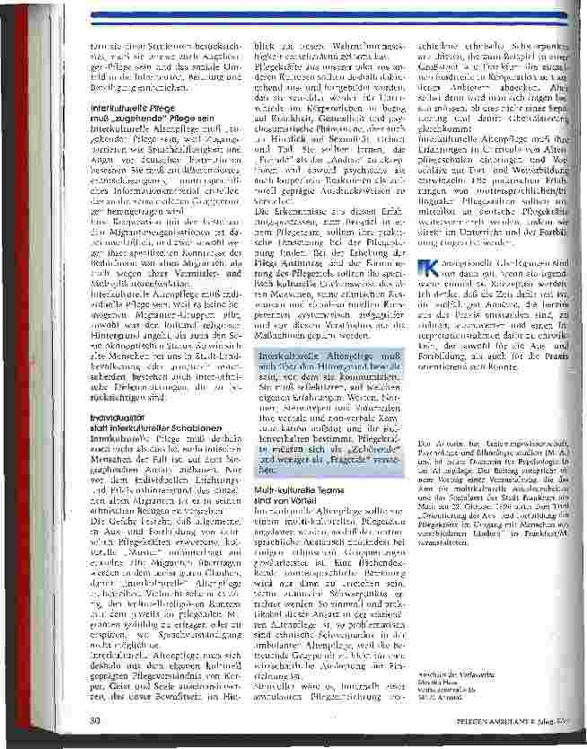 Vorschauseite 3: Individualität statt kultureller Schablonen Konzeptionelle Überlegungen zur interkulturellen Altenpflege