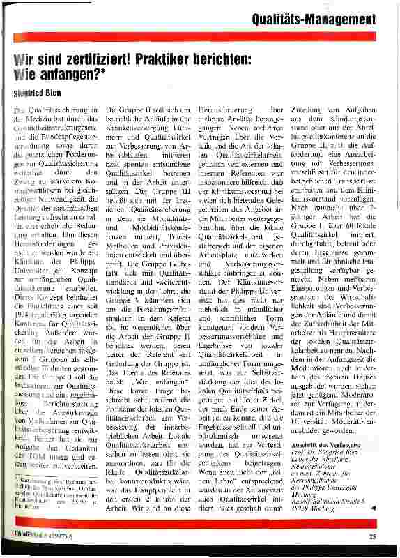 Vorschauseite 1: Wir sind zertifiziert! Praktiker berichten: Wie anfangen?