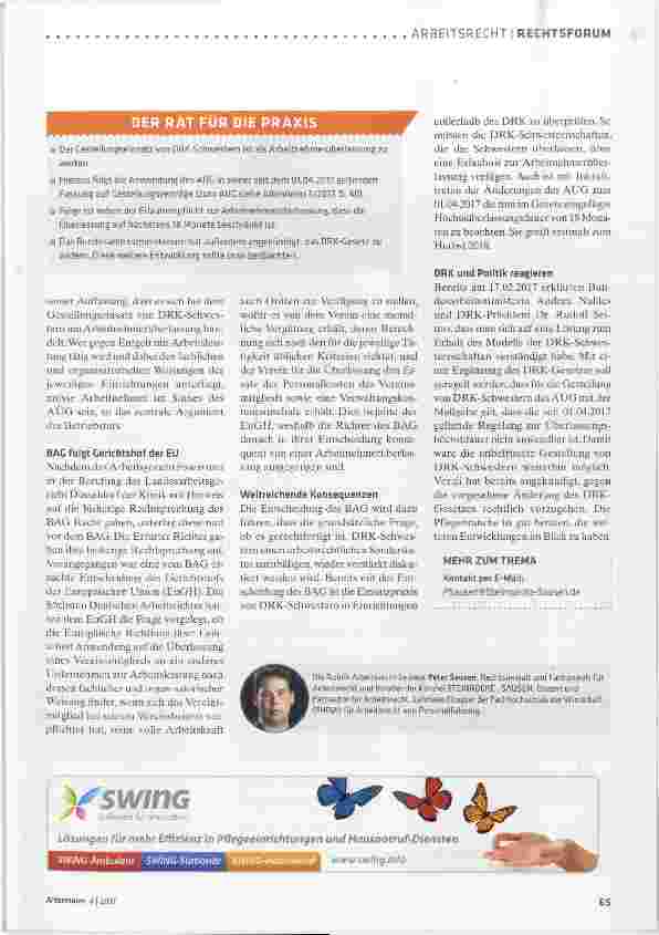 Vorschauseite 2: DRK-Schwestern sind Leiharbeiterinnen