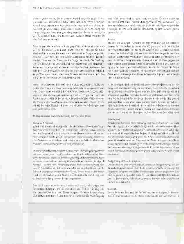 Vorschauseite 2: YOGA IN DER THERAPIE Yoga-Therapie ist nicht nur Asana-Adaptation