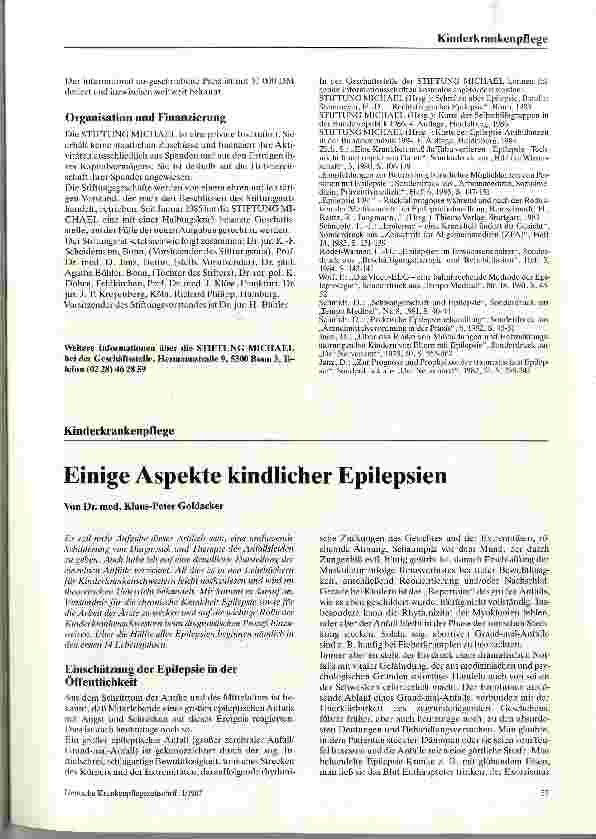 Vorschauseite 1: Einige Aspekte kindlicher Epilepsien