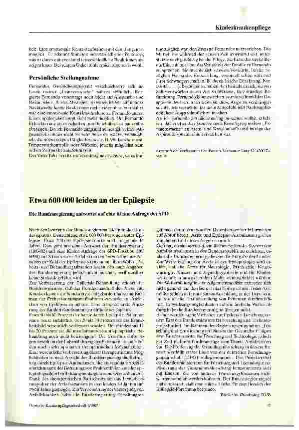 Vorschauseite 2: Einige Aspekte kindlicher Epilepsien