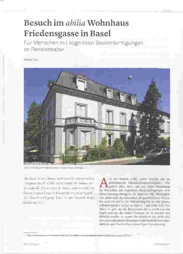 Vorschauseite 1: Besuch im abilia Wohnhaus Friedensgasse in Basel