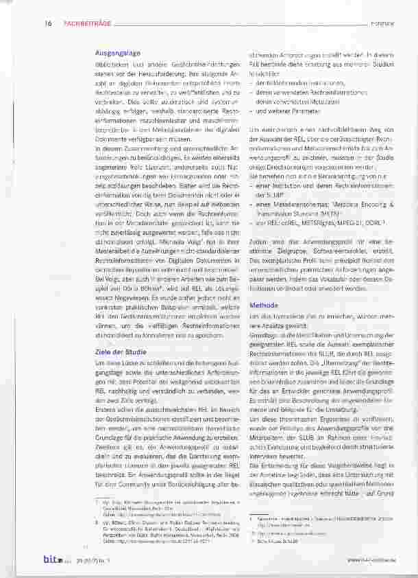 Vorschauseite 2: Rights Expression Languages (REL) in Gedächtnisinstitutionen