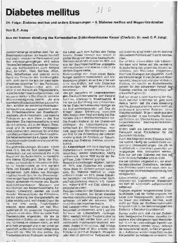 Vorschauseite 1: Diabetes mellitus 24. Folge: Diabetes mellitus und andere Erkankungen