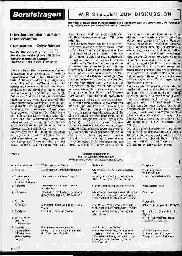 Vorschauseite 1: Infektionsprobleme auf der Intensivstation Sterilisation - Desinfektion