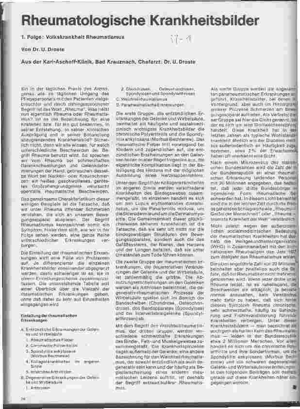 Vorschauseite 1: Rheumatologische Krankheitsbilder 1. Folge: Volkskrankheit Rheumatismus