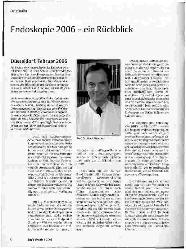 Vorschauseite 1: Endoskopie 2006 - ein Rückblick
