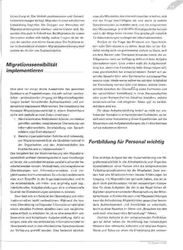 Vorschauseite 3: Migrationssensibilität - Verständnis für Patienten mit Migrationshintergrund -ein Qualitätsmerkmal für Krankenhäuser