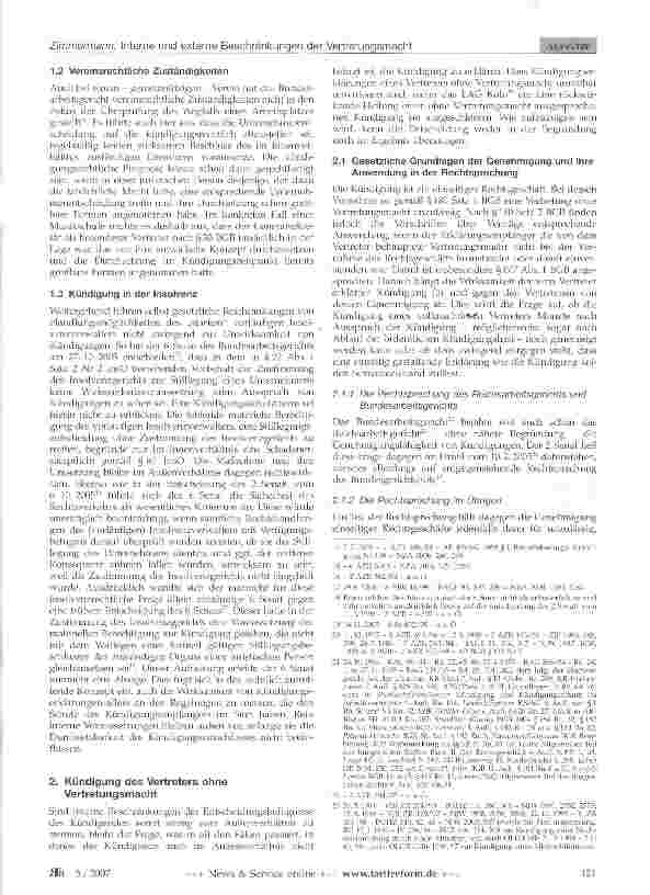 Vorschauseite 3: Interne und externe Beschränkungen der Vertretungsmacht beim Ausspruch von Kündigungen