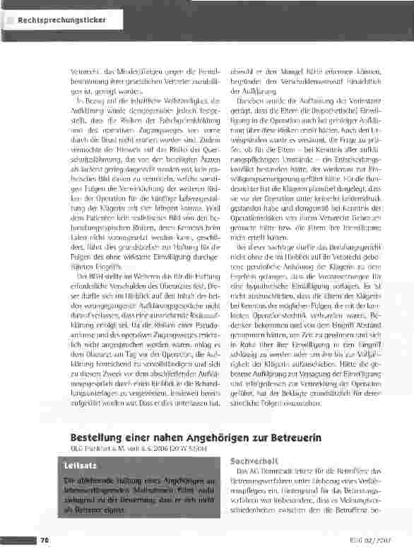 Vorschauseite 1: Bestellung einer nahen Angehörigen zur Betreuerin