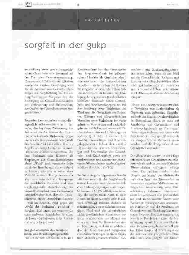 Vorschauseite 2: sorgfalt in der gesundheitsund krankenpflege - haftungsrechtlicher maßstab für qualität?