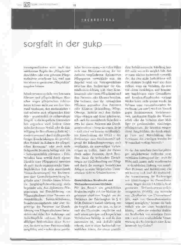 Vorschauseite 4: sorgfalt in der gesundheitsund krankenpflege - haftungsrechtlicher maßstab für qualität?