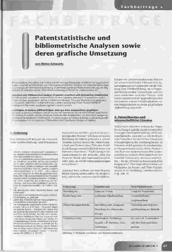 Vorschauseite 1: Patentstatistische und bibliometrische Analysen sowie deren grafische Umsetzung